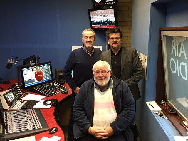 Daniel-Curran-with John-Griff of-BBC-Radio-Northampton-with-local-heir-David-Milne