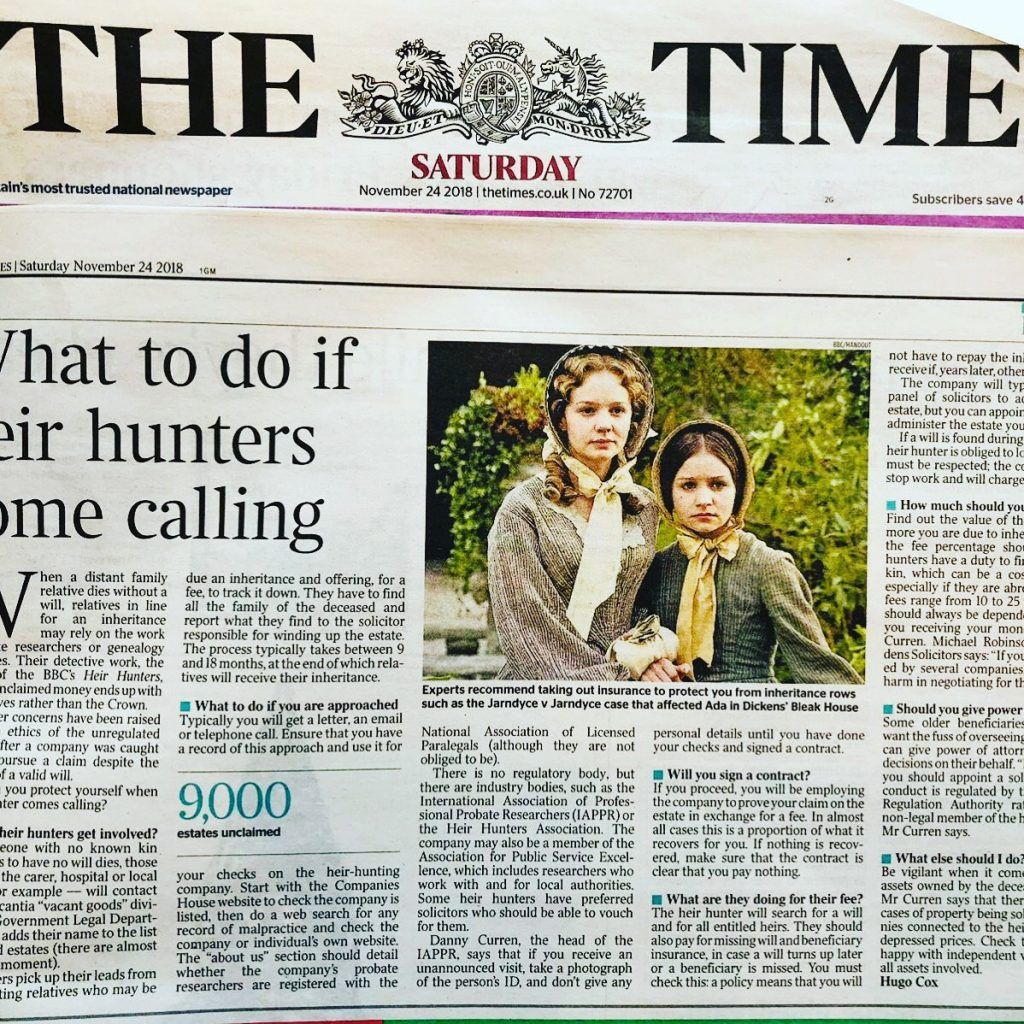 What To Do If Contacted By An Heir Hunter, The Times Finders International