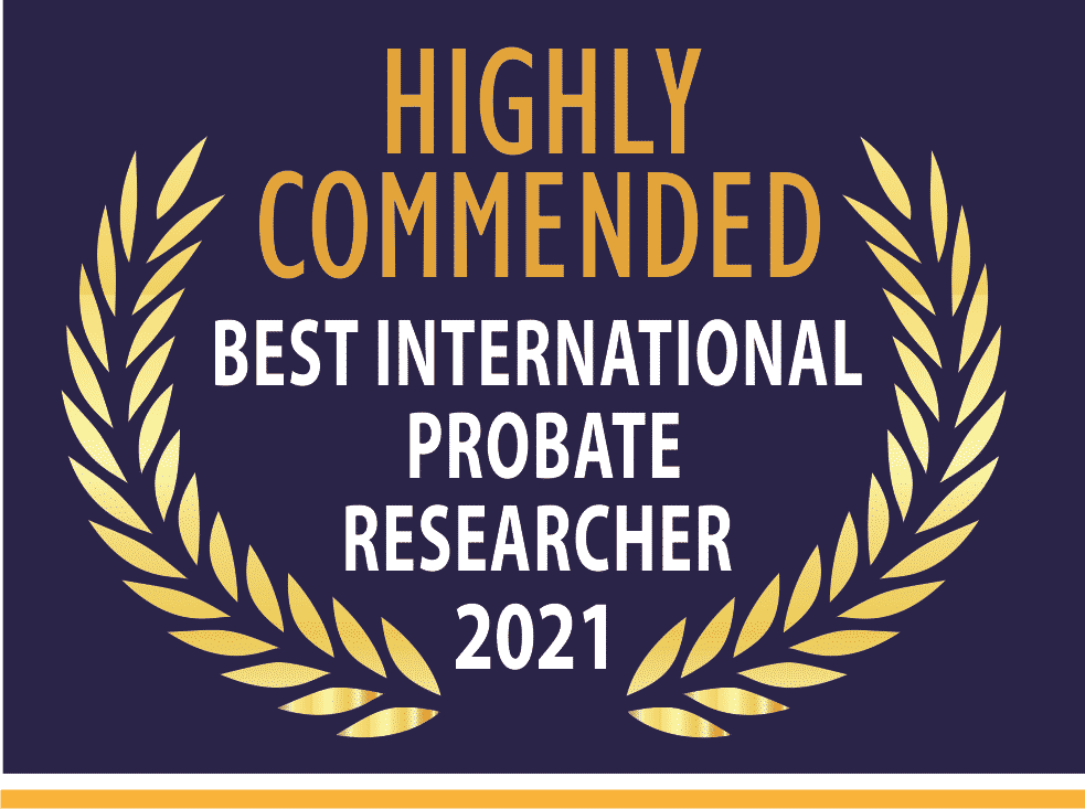 Image of Highly Commended International Probate Researcher 2021